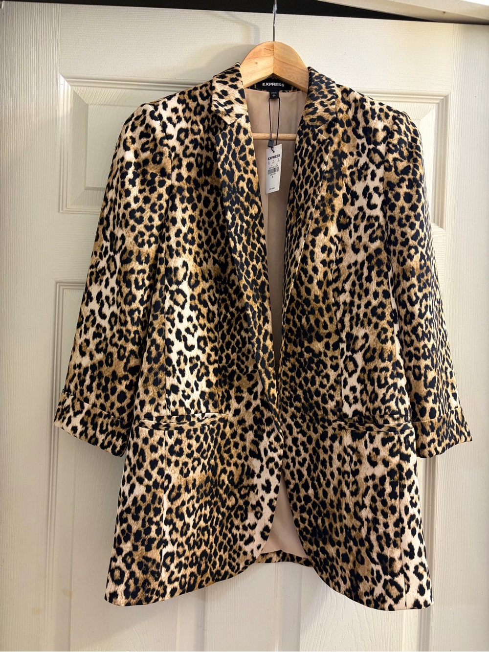 Express Leopard-Print Blazer in Tan and Black